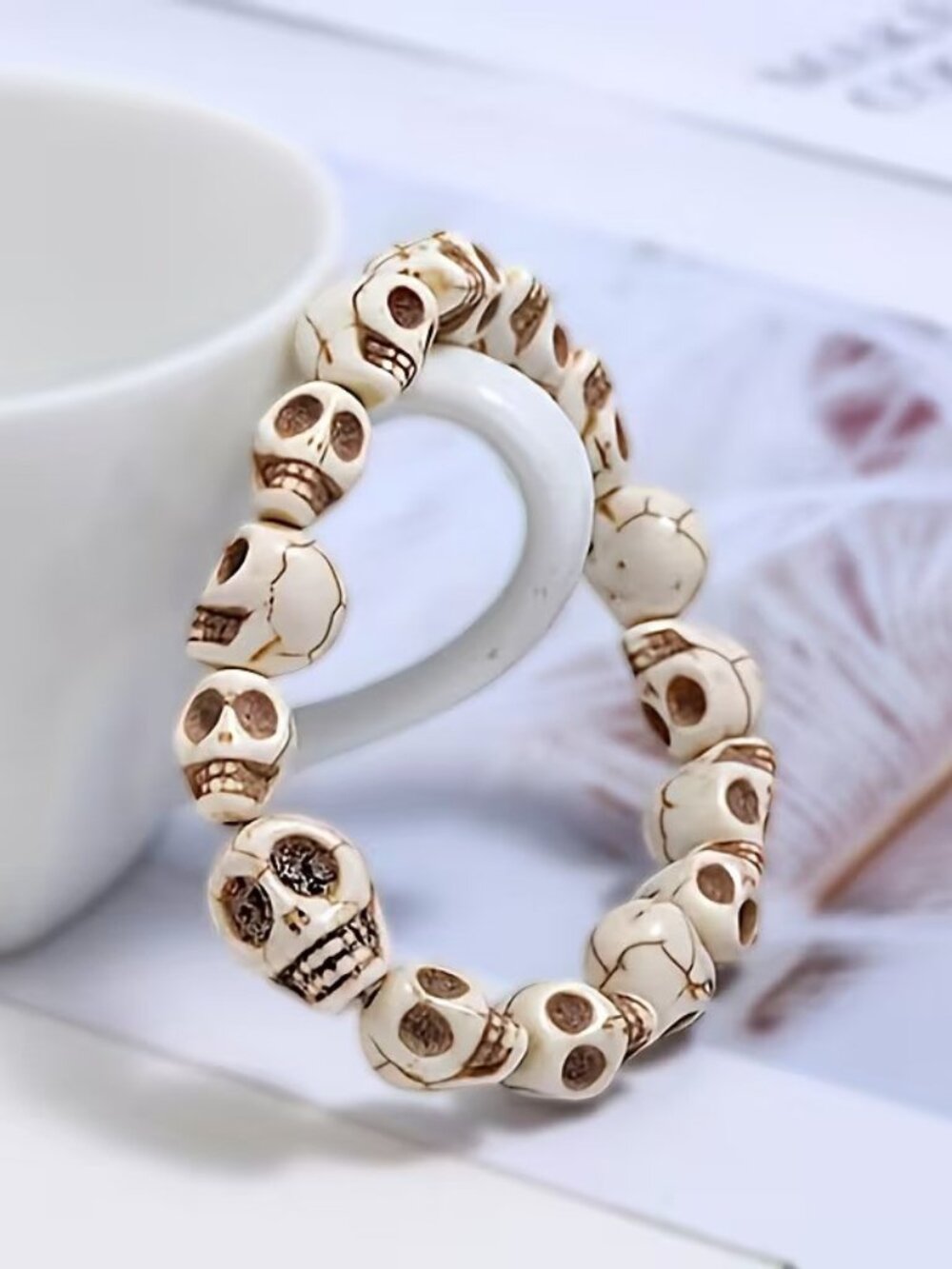 1pc White Gothic Halloween Skull Head Stone Bangle Bangle Bracelet